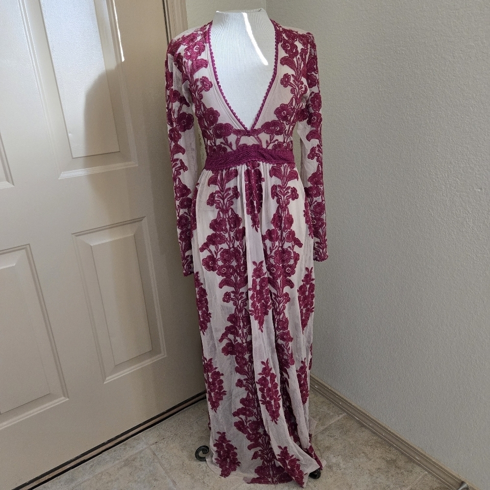 For Love and Lemons Temecula Maxi Dress in Wine M - Picture 4 of 10